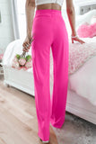 Rhinestone Buckle Sash Wide Leg Pants