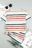 Multicolor Stripes V Neck T-shirt