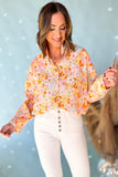 Floral Print Turn Down Collar Loose Shirt