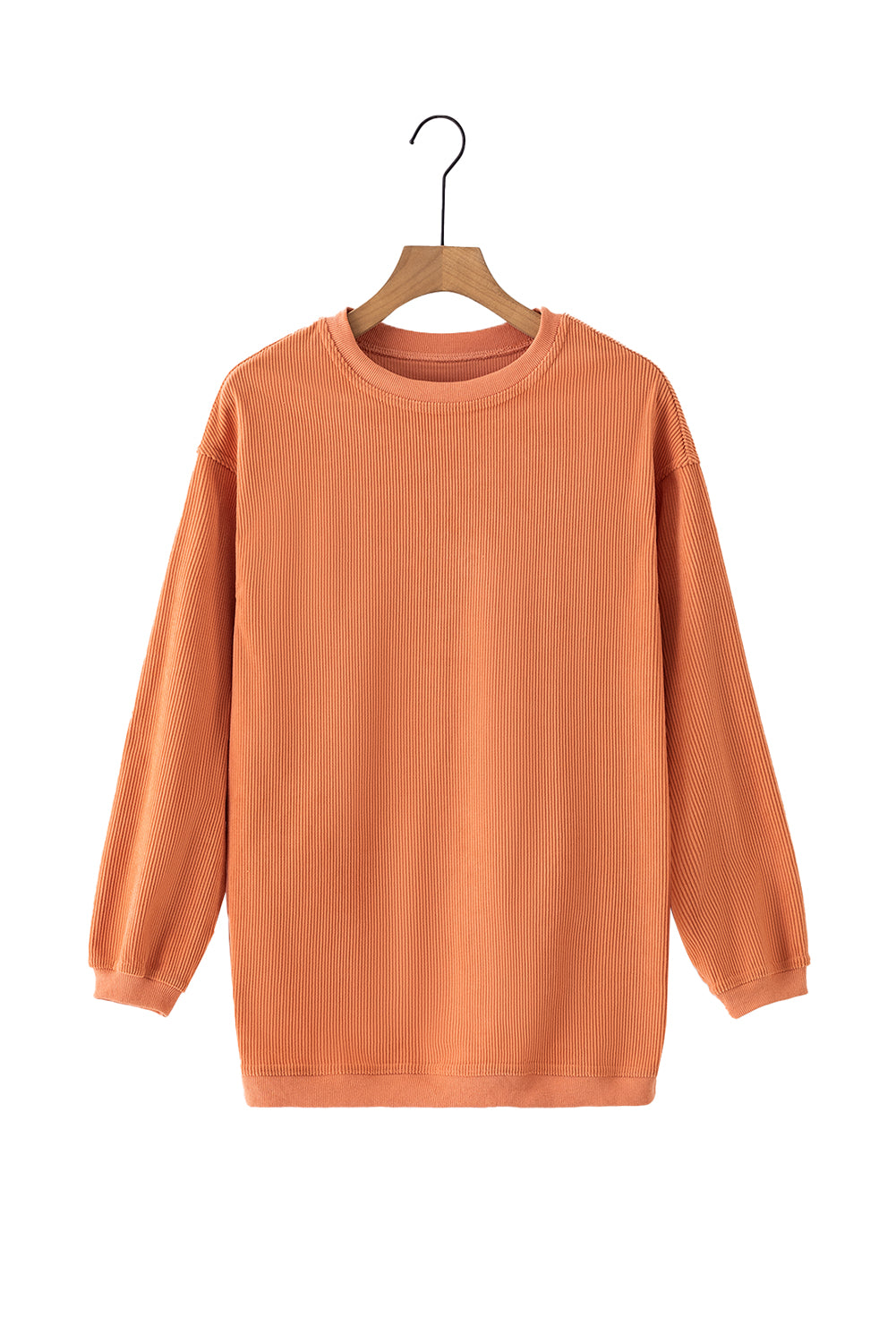 Orange Spooky Season Ghost Print Ribbed Pullover Sweatshirt