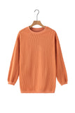 Orange Spooky Season Ghost Print Ribbed Pullover Sweatshirt