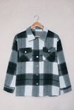 Plaid Print Buttoned Shirt Coat with Pocket