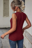 Khaki Rib Knit Cut-out Front Twist Tank Top