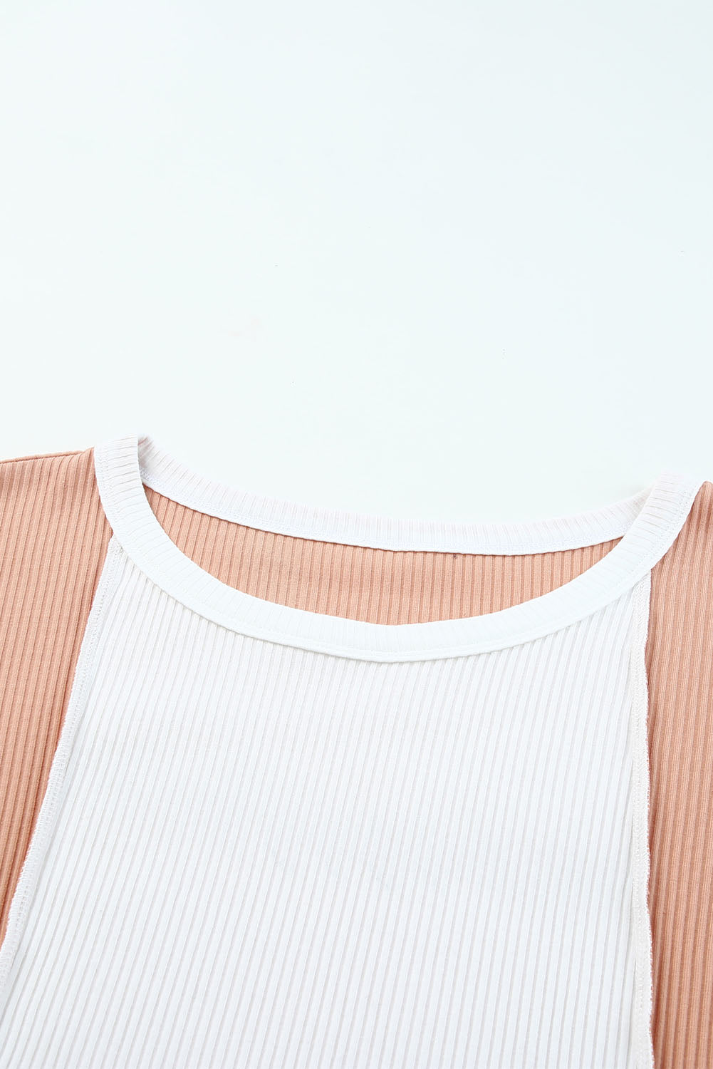 Colorblock Stitching Short Sleeve Rib Knit Top