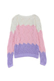 Color Block Hollow Knitted Loose Sweater