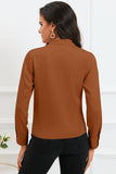 Solid Wrap V Neck Long Sleeve Top