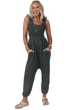 Smocked Ruffled Straps High Waist Sleeveless Jumpsuit