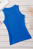 Solid Ribbed Knit Slim Fit Tank Top