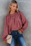 Frilled Neck Ruffled Long Sleeve Blouse