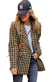 Tweed Houndstooth Plaid Pattern Double Breasted Blazer