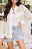 Lace See-through Button Collared Shacket