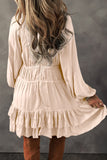 Black Tiered Ruffled Puff Sleeve Loose Fit Mini Dress