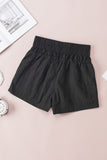 Elastic High Waist Side Pockets Shorts