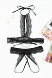 2pcs Lace Open Cut Chain Decor Lingerie Set