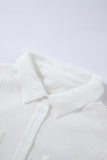 White Solid Color Textured Long Sleeve Shirt