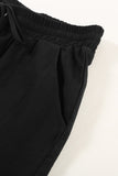 Drawstring Elastic Waist Pockets Long Straight Legs Pants