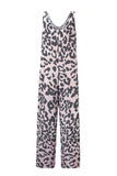 Print Pockets Wide Leg Sleeveless Jumpsuit