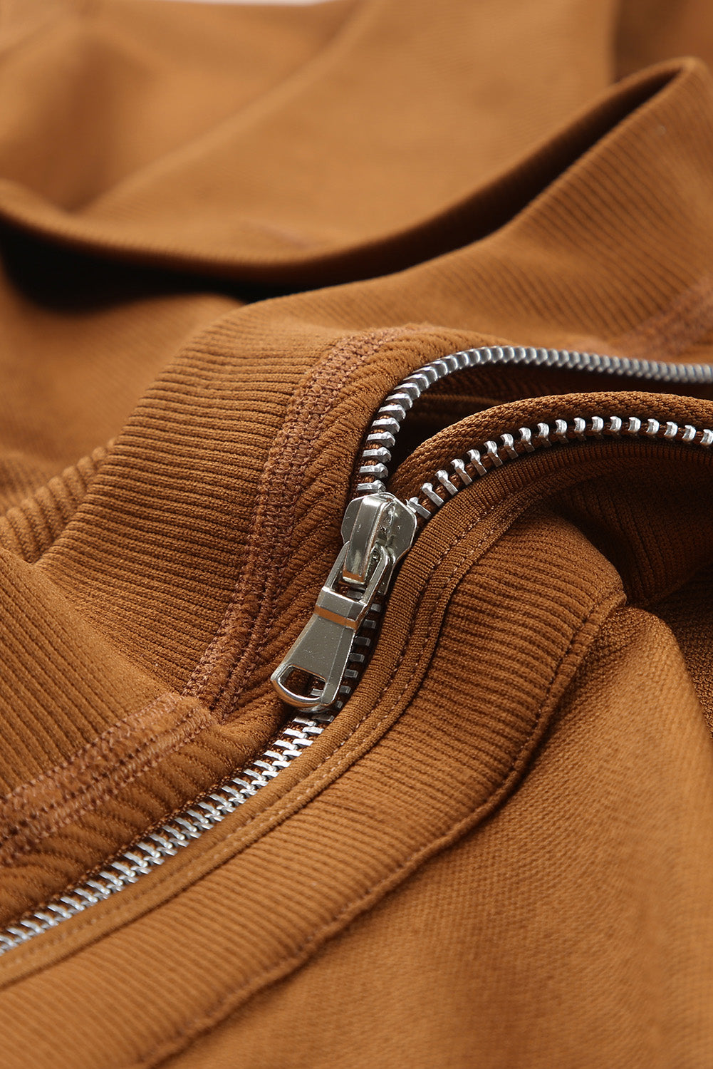 Collared Asymmetric Ribbed Detail Motor Jacket