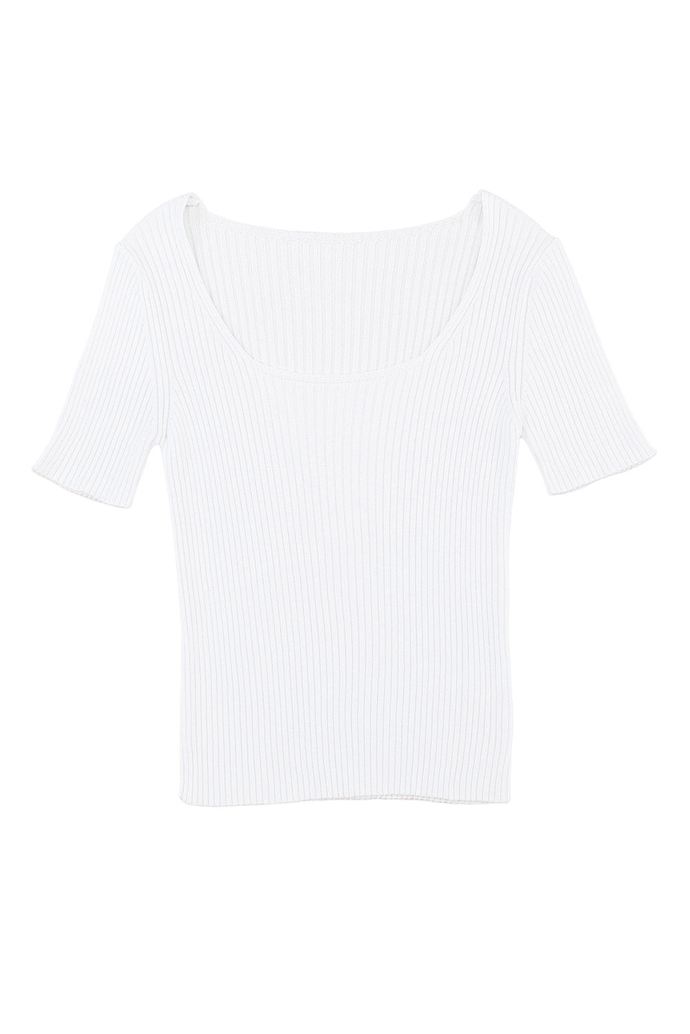 Ribbed Square Neck Short Sleeve Top