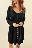 Button Up High Waist Long Sleeve Dress