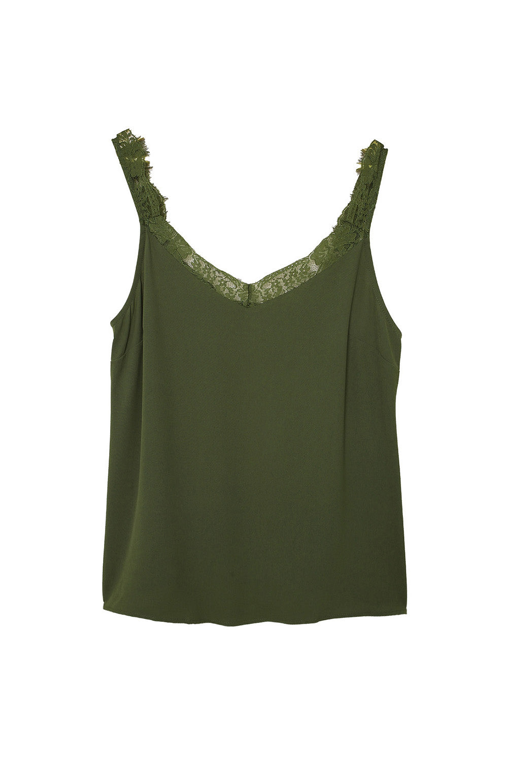 Solid Lace Splicing Tank Top