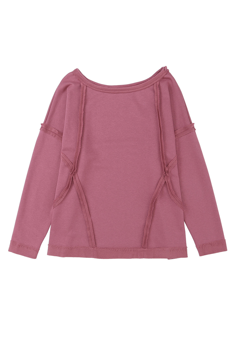 Exposed Seam Drop Shoulder Raw Hem Oversized Sweatshirt