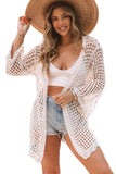 Knit Crochet Open Front Beach Cover Up with Tie