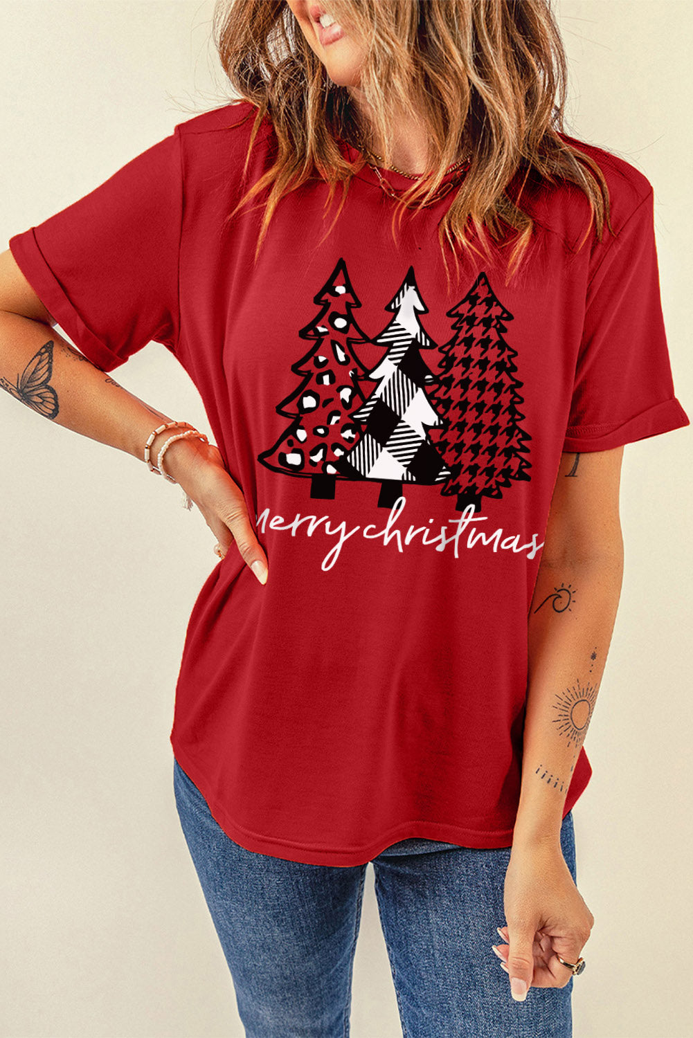 Gray Christmas Santa Hat Snowflake Slogan Graphic Tee