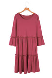 Tiered Ruffled 3/4 Sleeve Plus Size Dress