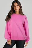 Valerian Solid Fleece Lined Drop Shoulder High Low Sweatshirt