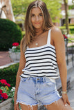 Striped Tube Spaghetti Strap Knitted Tank Top