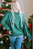 Green Sequined Candy Canes Gingerbread Man Sweater