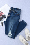 Medium Wash Button Fly Distressed Plus Size Jeans