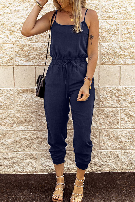 Drawstring Waist Spaghetti Straps Jumpsuit