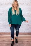 Pleated Bubble Sleeve Plus Size Blouse