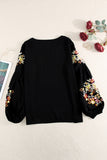 Floral Embroidery Long Sleeve Top