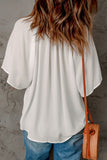 Split Neck Pleated Loose Top