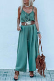 Solid Color Spaghetti Straps Wide Leg Jumpsuit