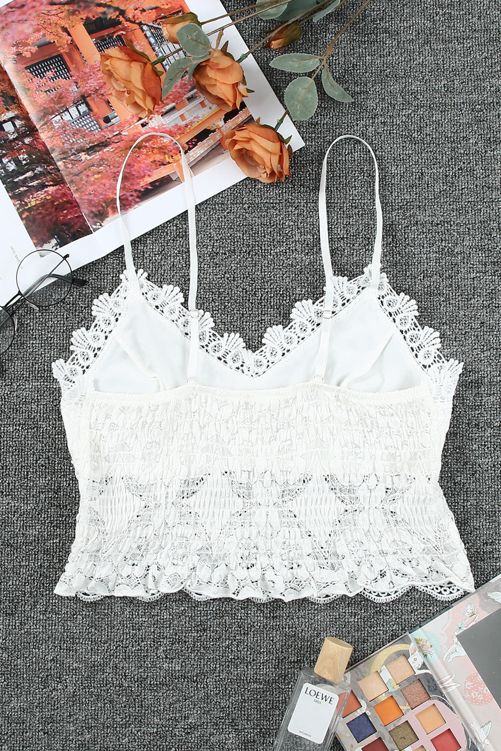 Haut court bralette en dentelle blanche