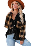 Plaid Patchwork Chest Pockets Oversized Shirt Jacket