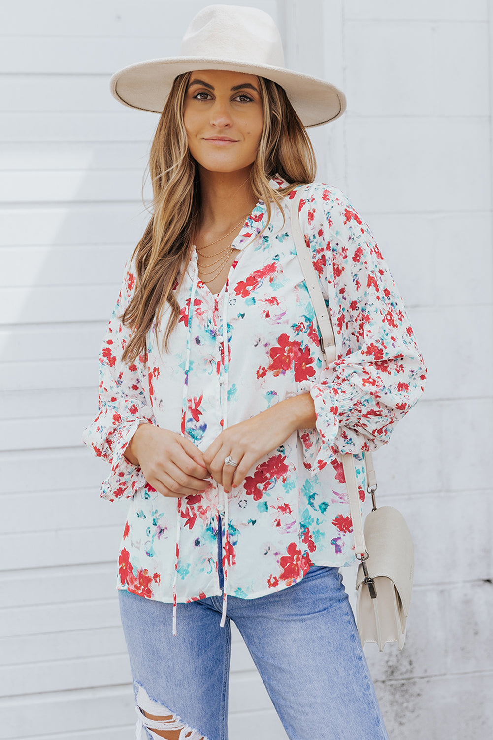 Cakewalk Floral Smocked Blouse