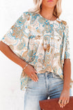 Paisley Print Wide Sleeves Loose Blouse