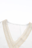 White Contrast Guipure Lace Cold Shoulder Tee