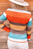 Multicolor Knit Button Notched Neck Top