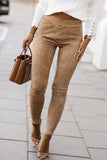 High Waist Faux Suede Skinny Leggings