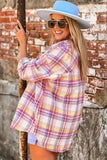 Plaid Print Rounded Hem Shirt Jacket