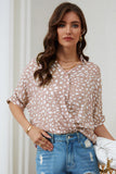 Leopard Printed Short Sleeves Twist Shirt