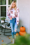 Cow Spots Print Drop Shoulder Puff Sleeve Sweatshirt