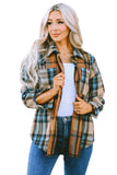 Plaid Color Block Buttoned Shirt with Pockets