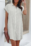 Short Sleeves Striped Shirt Dress